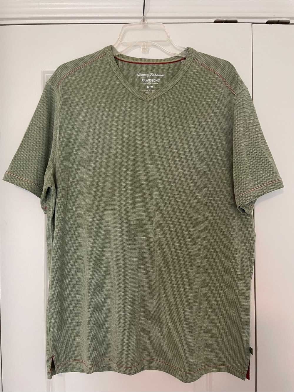 Tommy Bahama Sage Green Short-Sleeve V-Neck Knit Tee